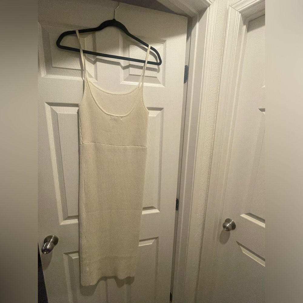 White knit dress with straps